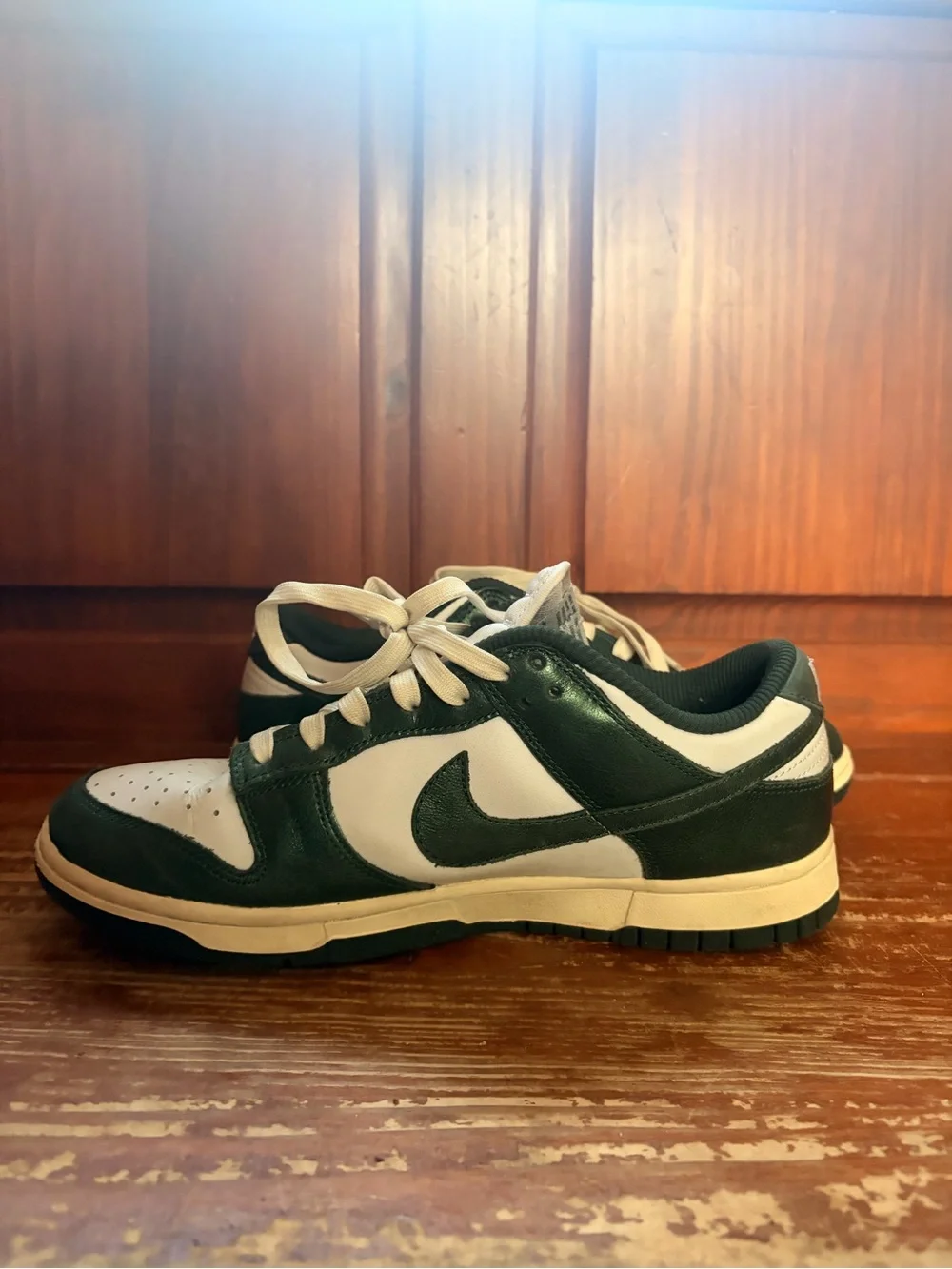 Nike Men's Low-Top Sneakers in Dark Green and White